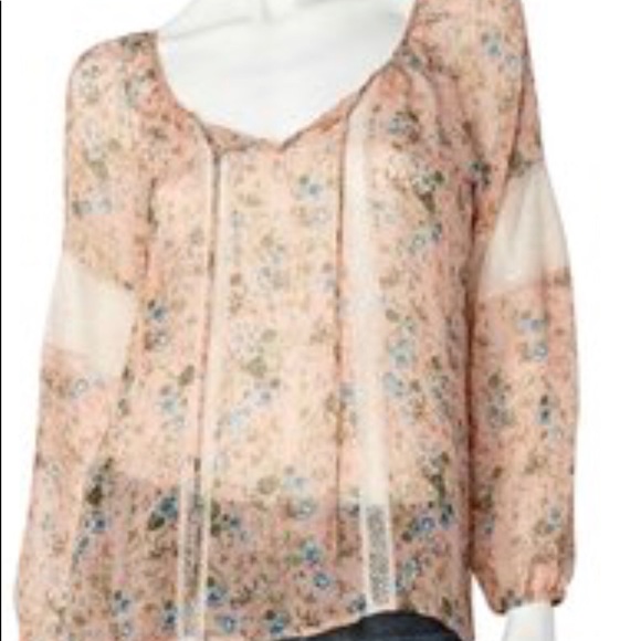 Vera Wang Princess Long Sleeve Floral Semi Sheer Top Size XS - Picture 1 of 7